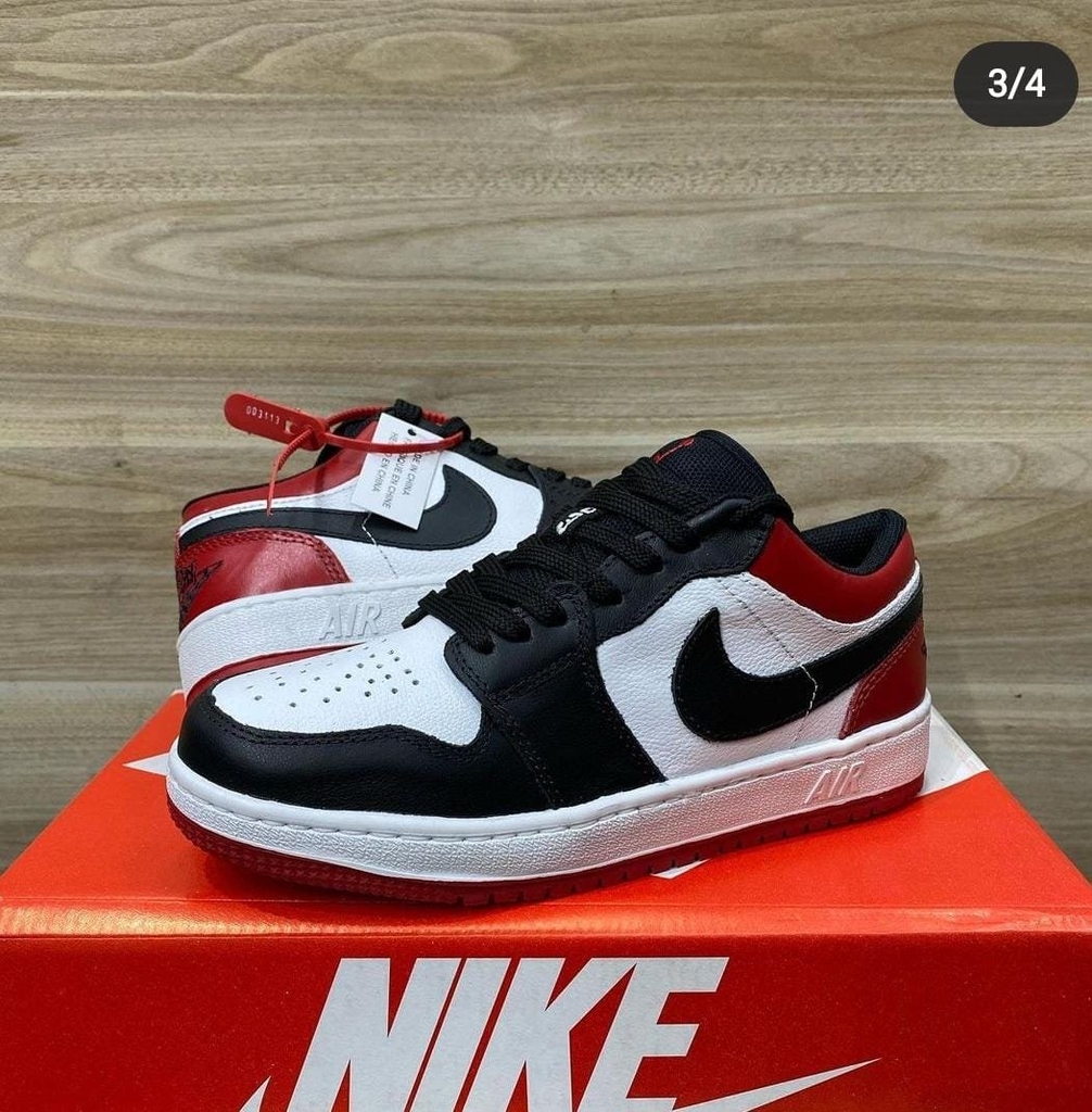 jordan 1 cano baixo preto e branco