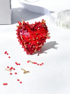 Red heart brooch
