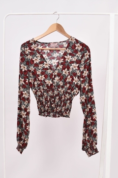 (CH) BLUSA FLORES CON SMOCK (27596) - comprar online