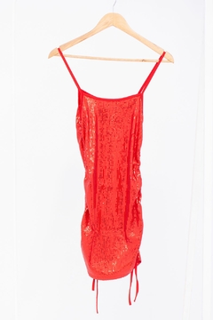 (HEM) VESTIDO LENTEJUELA FRUNCE LATERALE (29849)