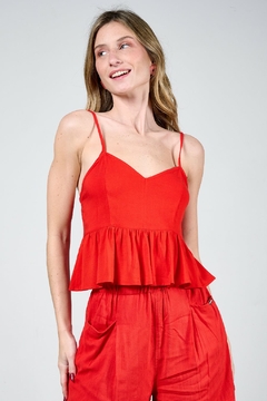 LFT TOP LINO CON VOLADO Y NUDO (30632)