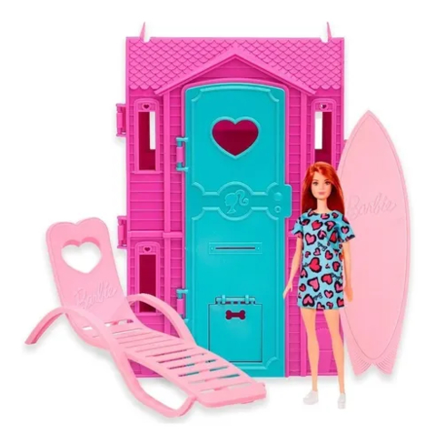 Boneca Barbie Morena Dia de Surf c/ Pet e Acessórios de Praia - Mattel