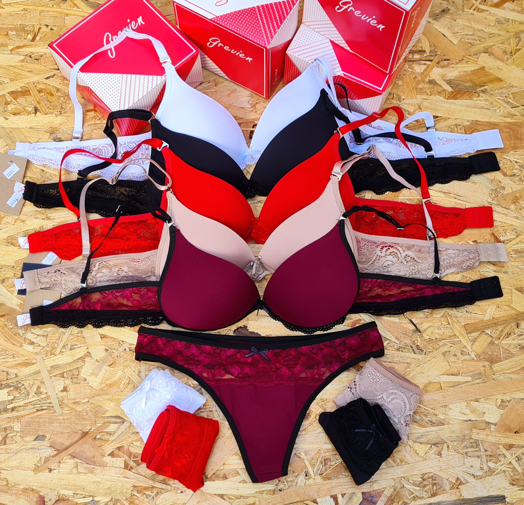 CONJUNTO TRIÁNGULO ALGODON/LYCRA C/PUNTILLA ESPALDA LINEA GREVIEN ART 3001  TALLES SURTIDOS 85,90,95,100 (