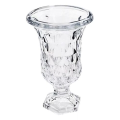 VASO COM PÉ DIAMOND DE VIDRO 24X15CM LYOR