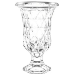 VASO COM PÉ DIAMOND DE VIDRO 24X15CM LYOR - comprar online