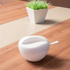 AÇUCAREIRO COM COLHER DE PLÁSTICO BRANCO UZ UTILIDADES - comprar online