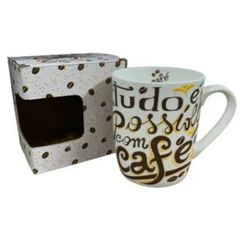 CANECA DE PORCELANA 410 ML CAFÉ TUDO É POSSÍVEL DOLCE HOME