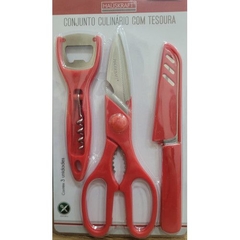 JG CULINÁRIO COM TESOURA 3 PÇS VERMELHO