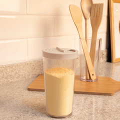 FARINHEIRA GRANDE TRANSPARENTE COM TAMPA CAPUCCINO DE PLÁSTICO UZ UTILIDADES na internet