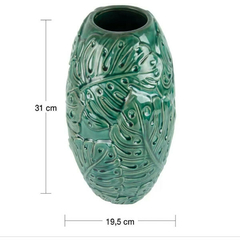 VASO DE CERÂMICA FOLHAGENS VERDE (31X19,5CM) - comprar online