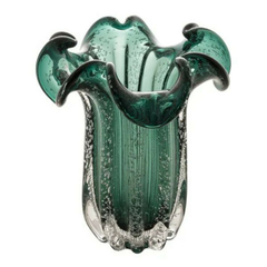 VASO DE VIDRO ITALY VERDE ESMERALDA WOLFF (19X24CM)