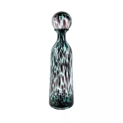 GARRAFA COM TAMPA VERDE E PRETO DE VIDRO MODELO ADELY DECOR (44,5X12,5CM)