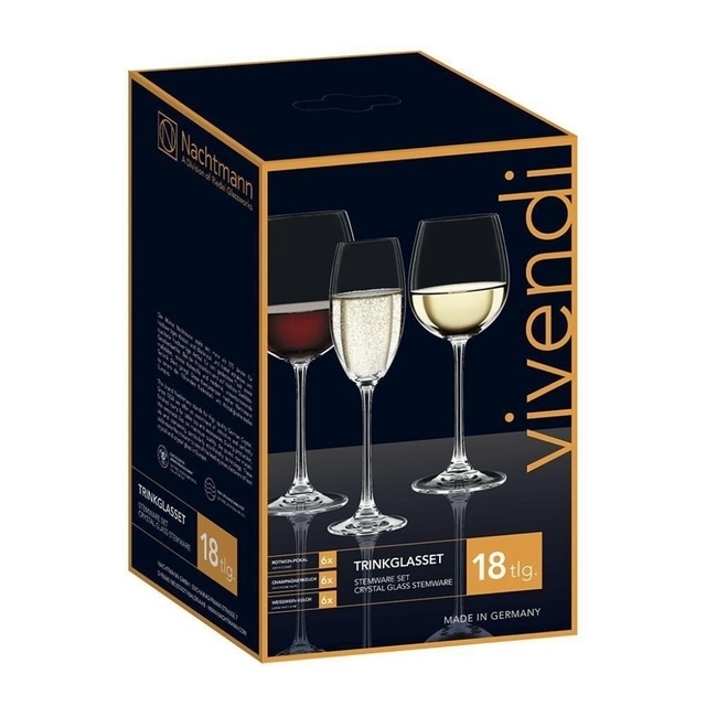 Set 18 Copas Vino Blanco, Tinto y Champagne Nachtmann Vivendi 88260