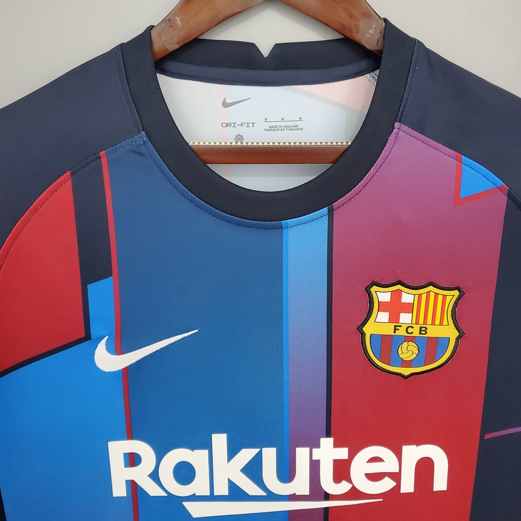 Camisa Barcelona Pré-Jogo 21/22 Nike Masculina - Vinho+Azul