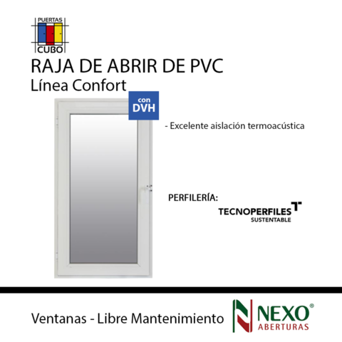 Ventana de PVC Simil Madera Linea confort con DVH 3/9/3 de 1,50 x 0,60