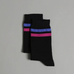 MEDIAS STRIPES NEGRO - FUCSIA Y AZUL FRANCIA