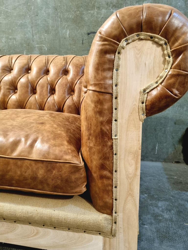 Chesterfield Industrial 2c Cuero Sofá Y Tronos