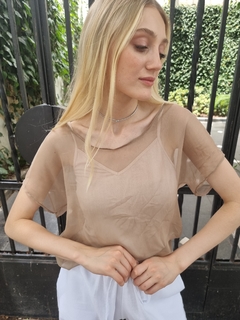 Blusa Isabel - 100% seda natural - visón