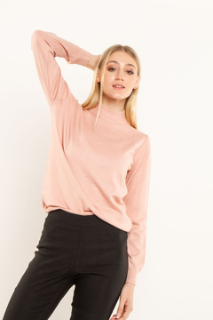 Sweater Niza con cuello media polera rosa - comprar online