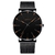 Relógio de pulso minimalista masculino geneva, relógio de quartzo de aço inoxidável azul ultrafino com pulseira de malha, casual para negócios, 2021