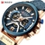 Relógios Casuais Esportivos para Homens Azul Marca de Luxo Relógio de Pulso Militar de Couro Masculino Relógio Moderno com Cronógrafo Relógio de Pulso - loja online