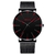 Relógio de pulso minimalista masculino geneva, relógio de quartzo de aço inoxidável azul ultrafino com pulseira de malha, casual para negócios, 2021 - loja online