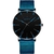Relógio de pulso minimalista masculino geneva, relógio de quartzo de aço inoxidável azul ultrafino com pulseira de malha, casual para negócios, 2021 - comprar online