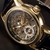 Mg. Orkina relógio masculino de luxo, pulseira de couro, retrô, preto, dourado