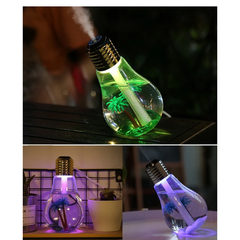 Mini Umidificador de Ambientes 400ml c/ Led - Formato Lâmpada