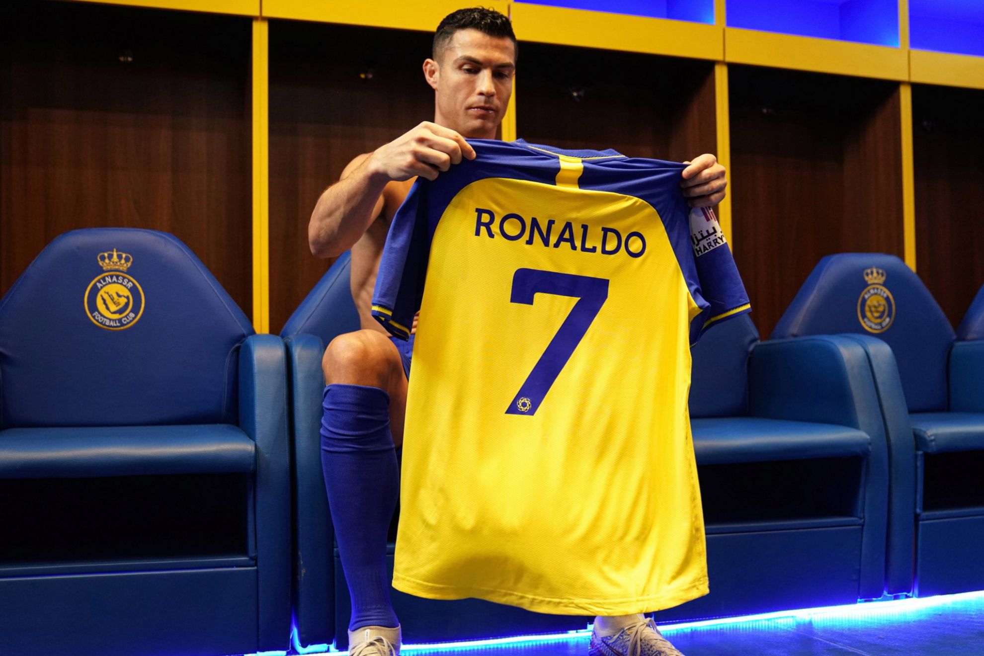 Camisa Al-Nassr FC Home 2022/2023 Amarela e Azul – Versão Jogador