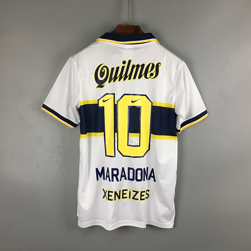 camisa-retro-boca-juniors-jrs-96-97-away-uniforme-reserva-1996-1997-branca-xeneizes-maradona-pato-abbondanzieri-riquelme-