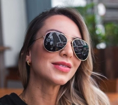 Óculos de Sol Aviador Dourado com Preto - loja online