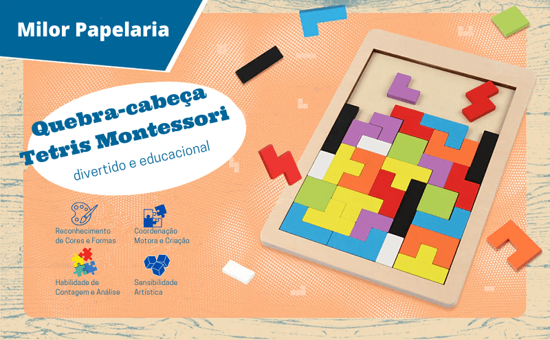 Brinquedo Educativo Quebra Cabeça de Madeira Tetris Blocos Russos