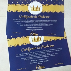 Certificado Corona (dorado y azul)