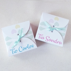 Cajas Tía/Tío, vengo en camino... (corazones y piecitos verde) - comprar online