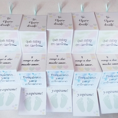 Cajas Tía/Tío, vengo en camino... (corazones y piecitos verde) - tienda online