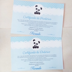 Certificado Osito Panda (celeste)