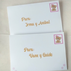 Carta para Padrinos - Osita con moño en internet