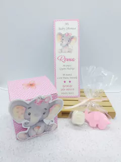 Souvenirs jabones Elefante + Letra en cajita
