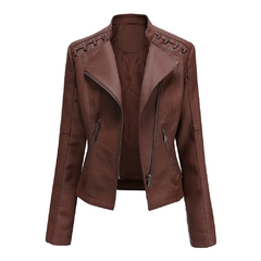 Jacket Slim Turn-down Collar Short PU Leather Jacket Women Zipper Motorcycle Jackets Outwear Female - comprar online