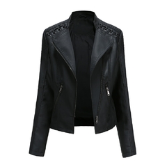 Jacket Slim Turn-down Collar Short PU Leather Jacket Women Zipper Motorcycle Jackets Outwear Female na internet
