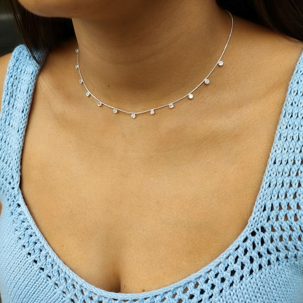 choker prata 925 zirconia