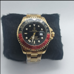 Imagem do Relógio Rolex Submariner Quartz Luxo Preto C/ Vermelho e prata c/ fundo branco
