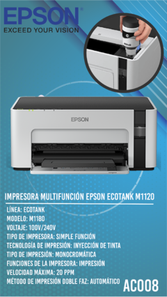 IMPRESORA MULTIFUCION EPSON ECOTANK M1120 en internet