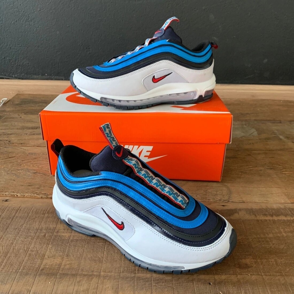 air max 97 azul com branco