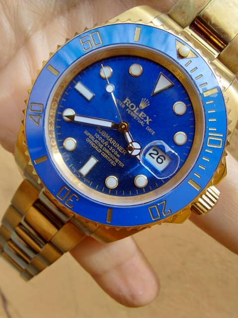 rolex submariner azul e dourado