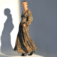 VESTIDO ANIMAL PRINT BELLA - PRETO E BEGE na internet