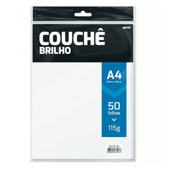 Papel Couchê A4 Branco Brilho 115g Com 50 Jfkas 4620