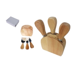 Kit Queijo base madeira personalizada com 3 peças personalizadas