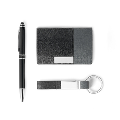 Conjunto escritório personalizado com 3 peças, chaveiro, caneta esferografica e porta cartão - comprar online
